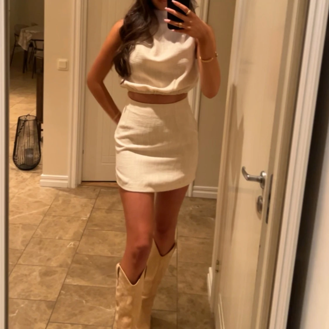 Vit kortkjol från shein  - 1