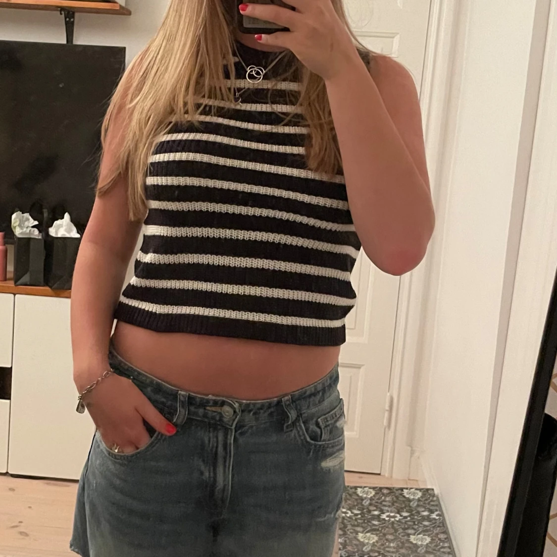 Randig stickad topp - 1