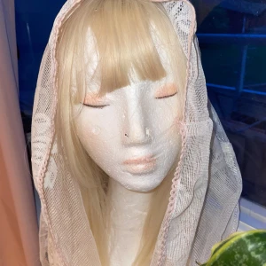 Catholic Lace Infinity Veil - Catholic prayer veil in infinity style. White/off white with dusty pink lace edges. Handmade by beginner seamstress with recycled material. ✝️🫶