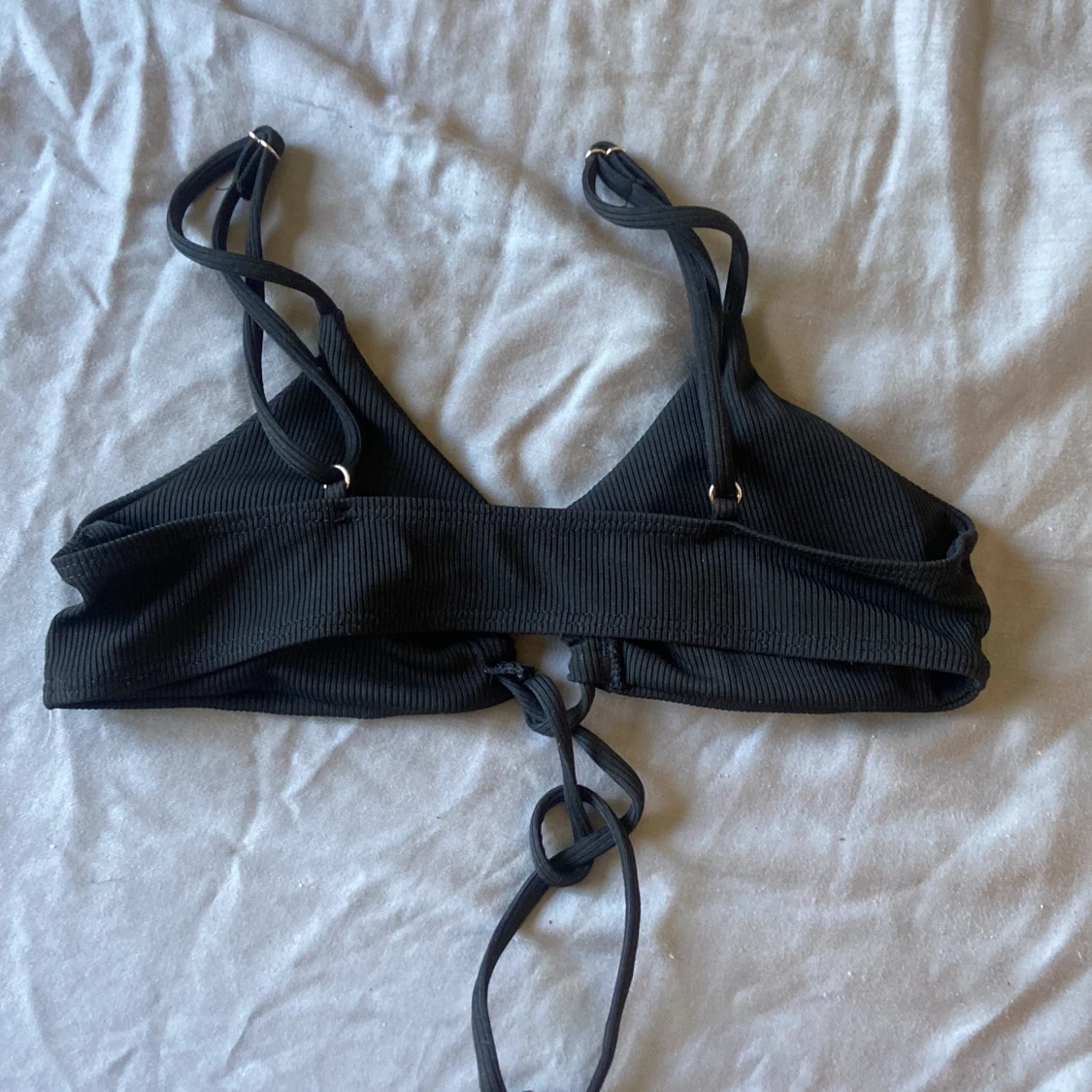 Svart ribbad bikiniöverdel XS - 1