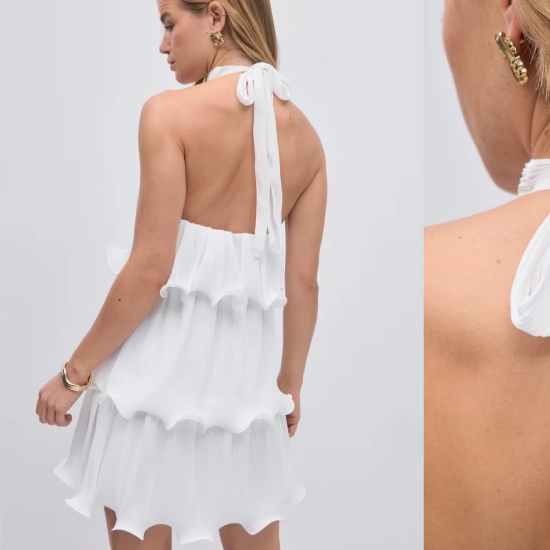 Vit halterneckklänning från Gina Tricot - 1