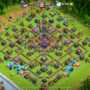 Clash of Clans: Home Village  - Th15s CoC konto, level 170 och har ungefär 4800 trophies och 5020 som bästa. King-60 Queen-60 minion-42 Warden-41 Champion-19 och bra abilities.