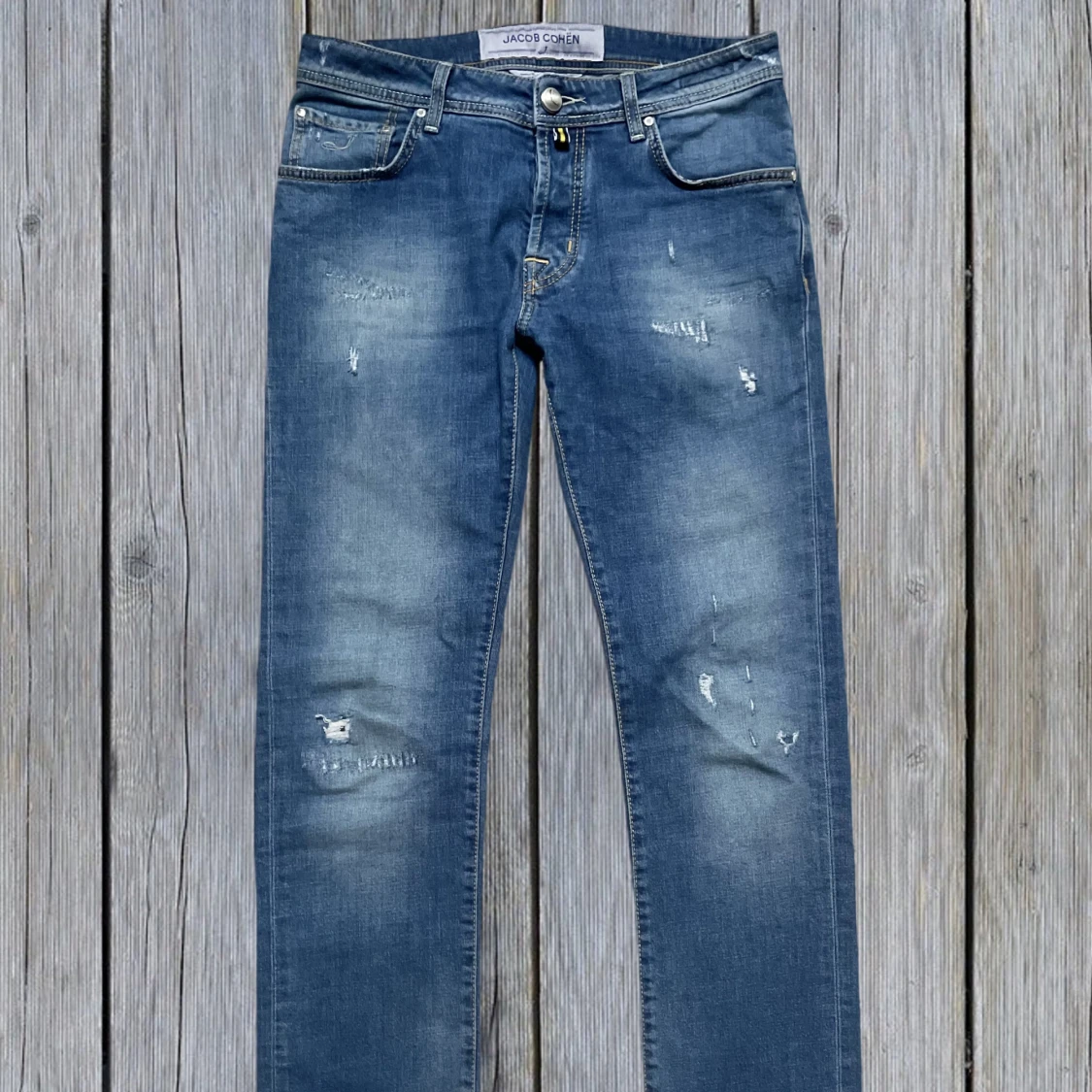 Jacob Cohen Jeans Med Slitningar Blå