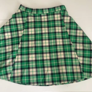 Grön rutig kjol från Monki - Superfin grön och vit rutig kjol från Monki. Kjolen har en klassisk A-linjeform och stängs med dragkedja och knapp bak. Perfekt för dig som gillar färg och mönster!