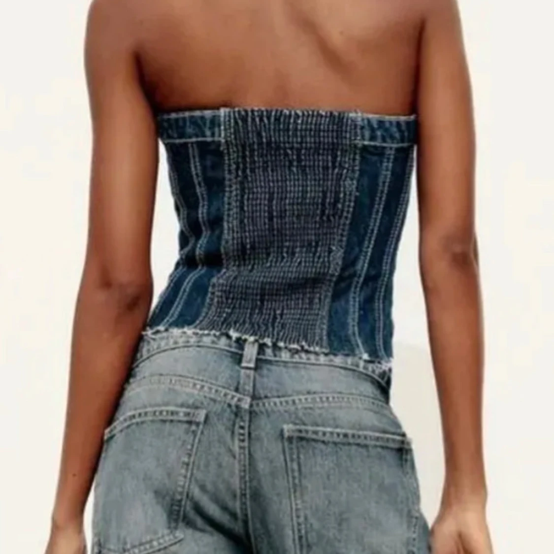 Jeans tubtopp med knappar - 1