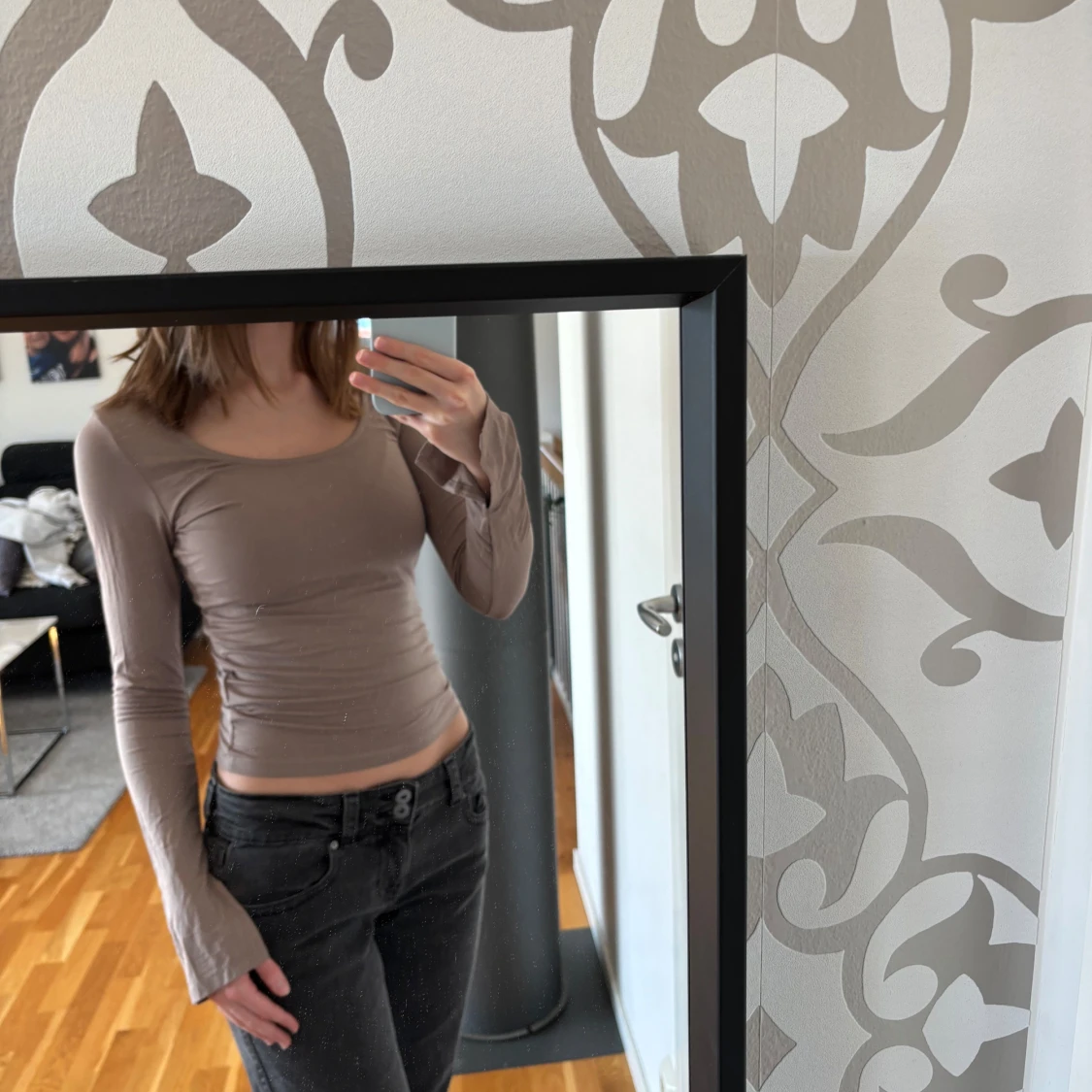 Beige långärmad topp