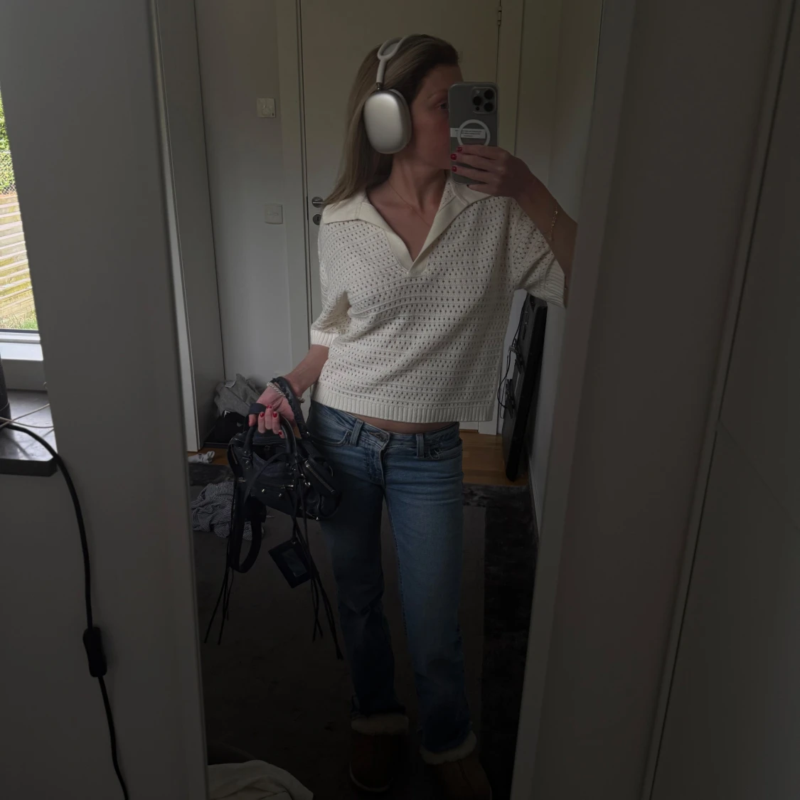 Vit stickad polotröja - 1