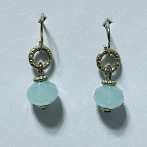 Earrings with light blue faceted glass beads - Unused