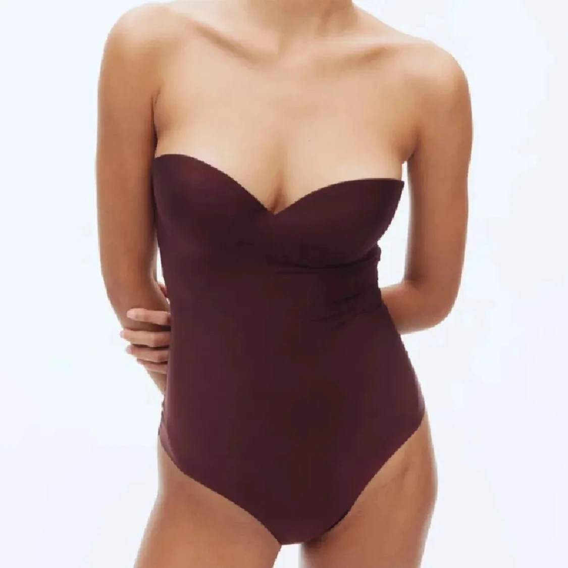 Vinröd body i microfiber H&M - 1