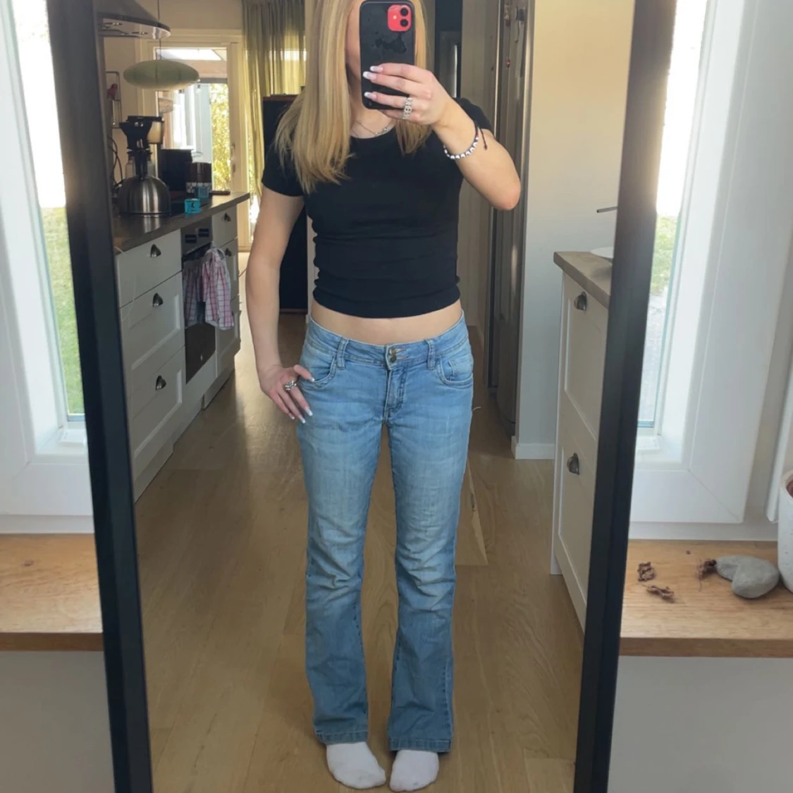 Ljusblå bootcut jeans - 1