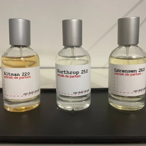 Parfym från One Bold Chemist - Altman 22.0, Northrop 25.0 och Sørensen 26.0. 450kr för alla annars 180kr för en