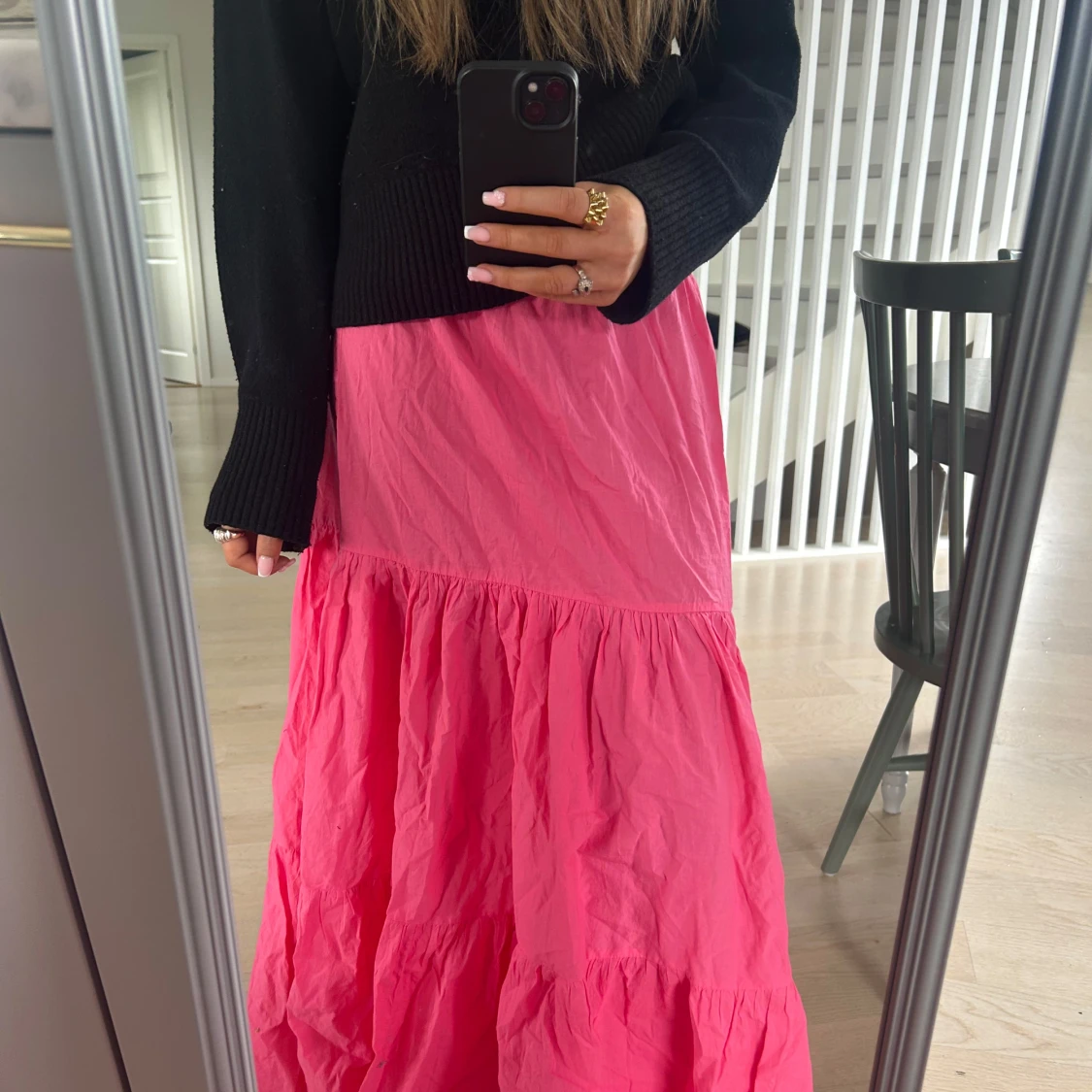 Rosa volangkjol i lång modell - 2