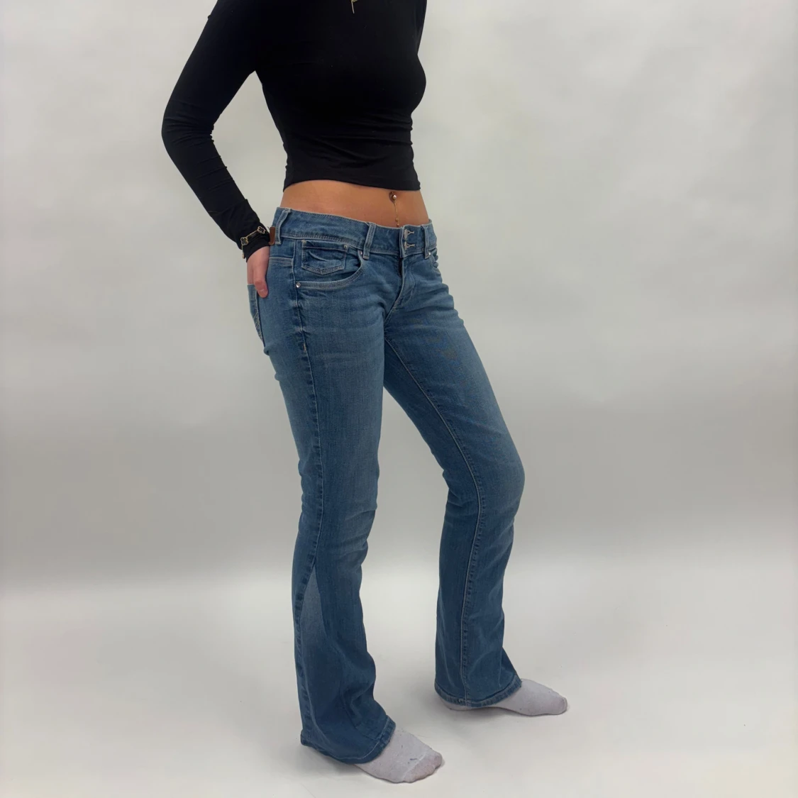 Blå bootcut jeans - 3