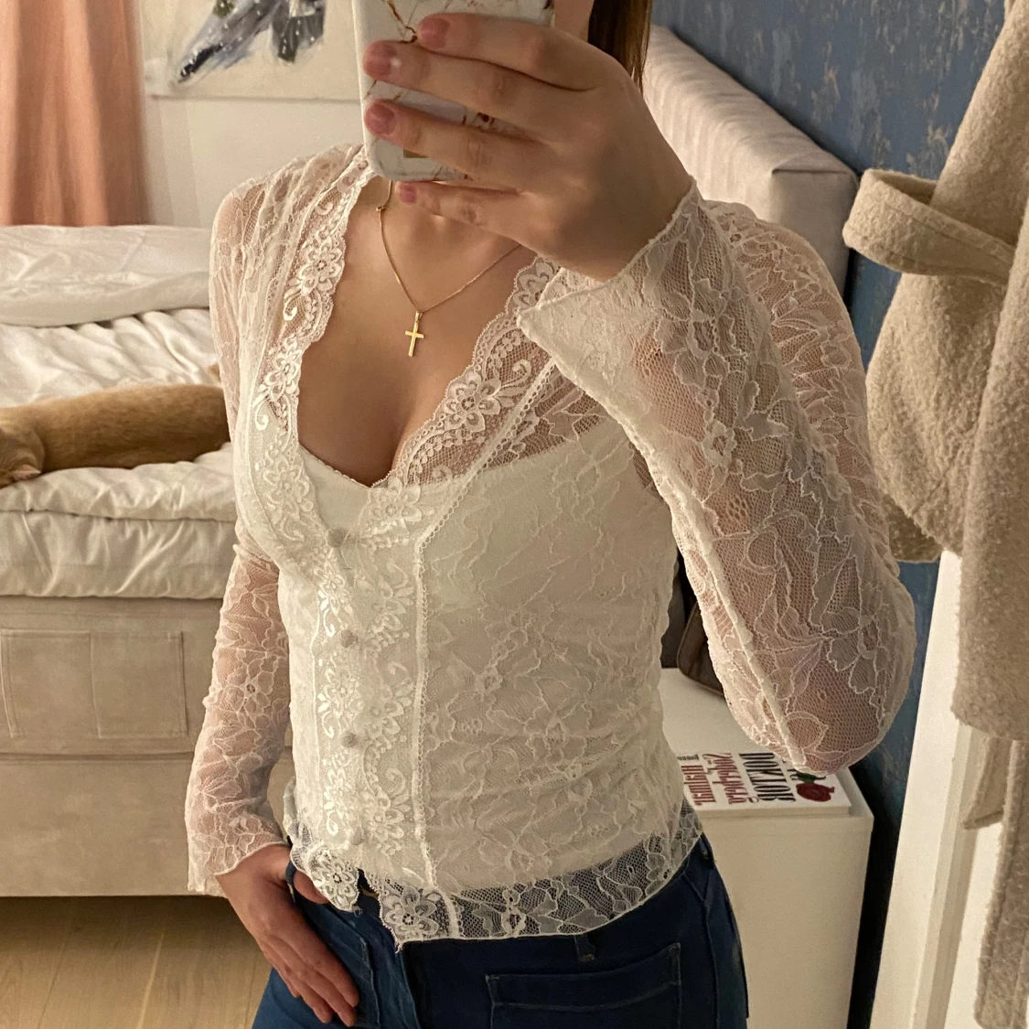 Vit spets topp från Nelly  - 1