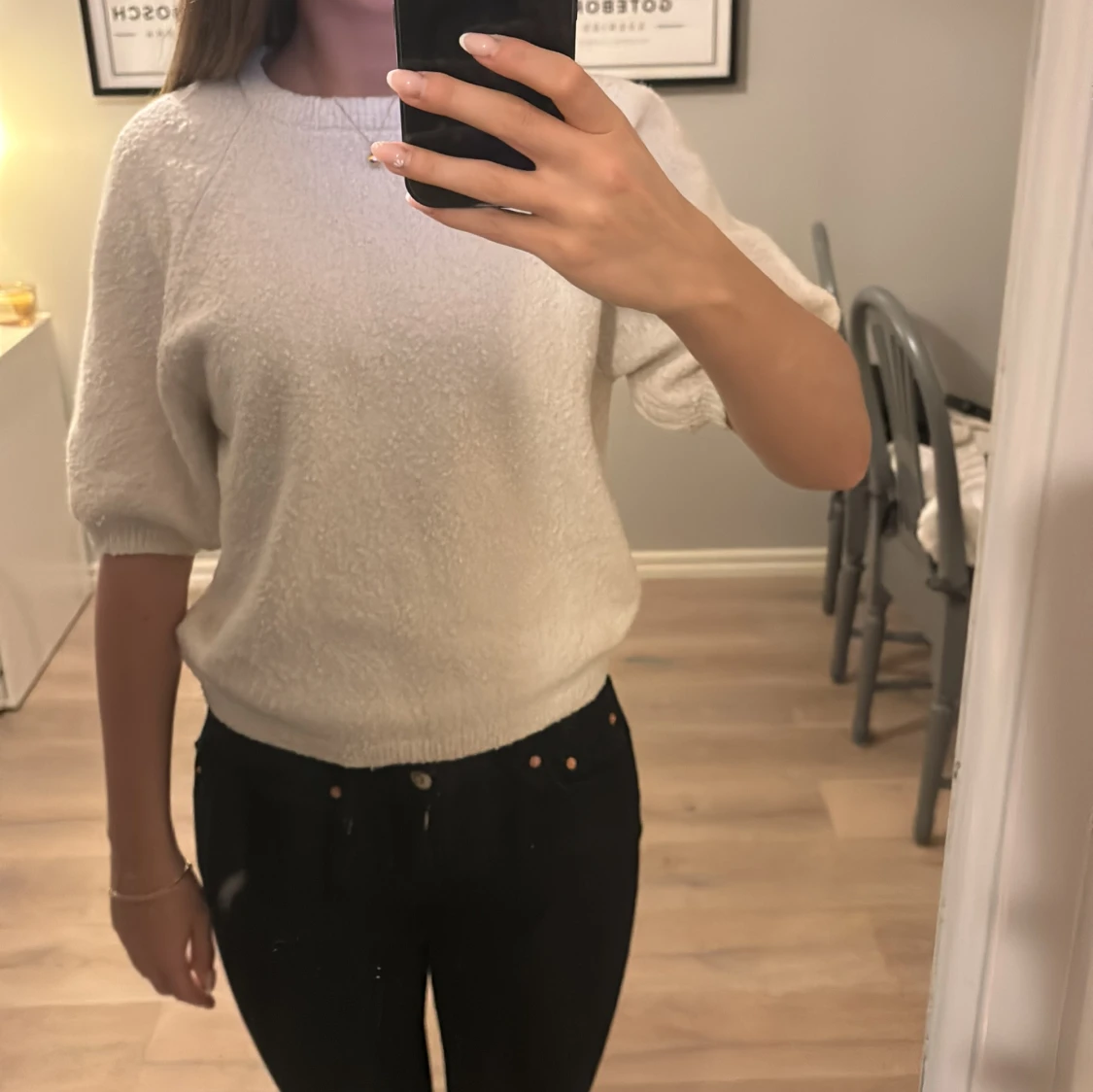 Vit tröja med trekvartsärm - 2