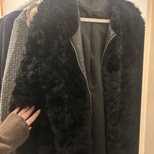 Svart pälsjacka med dragkedja - Snygg svart pälsjacka med dragkedja framtill från Zara!! 