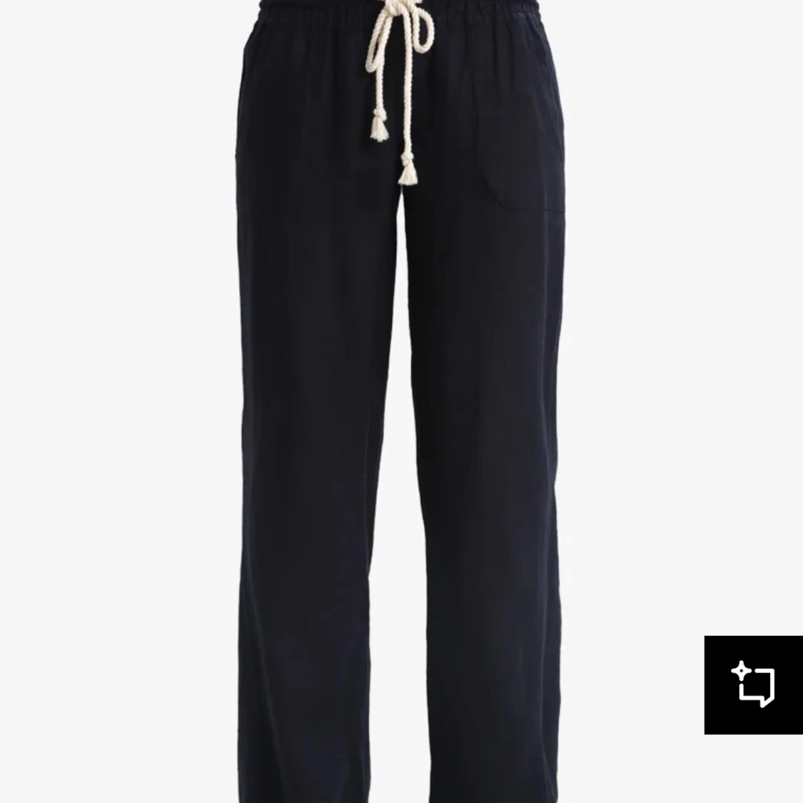 Svarta linnebyxor med snörning - 1