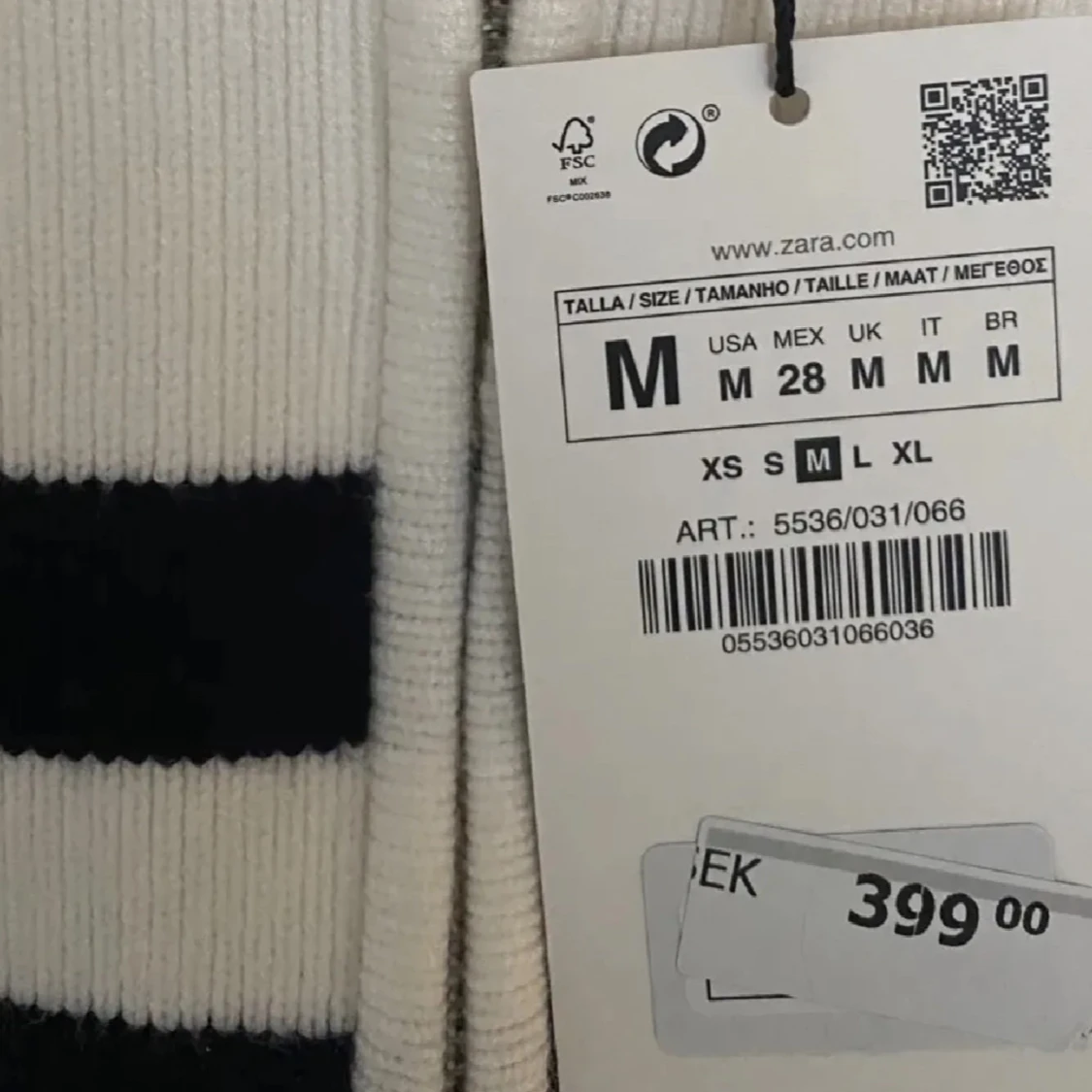Vit och svart randig kofta från Zara - 4