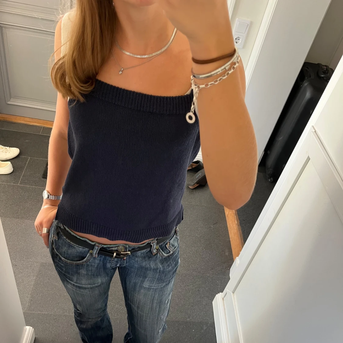 Blå stickad topp - 3