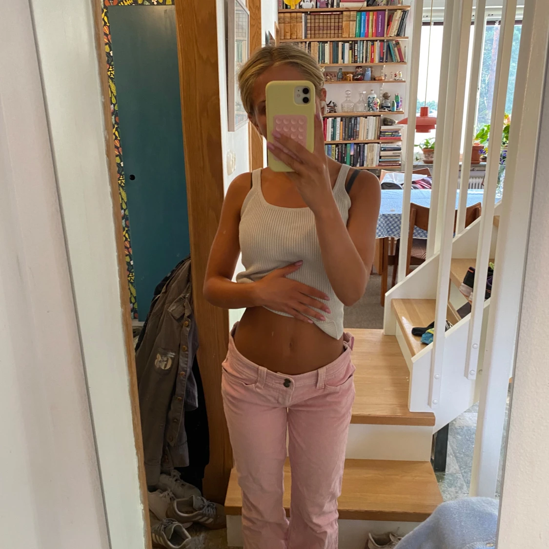 Rosa lågmidjade Bootcut jeans  - 2