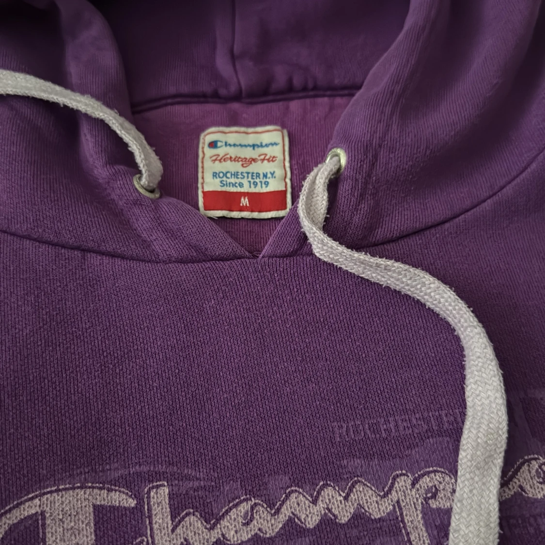 Lila Champion hoodie med snörning - 1