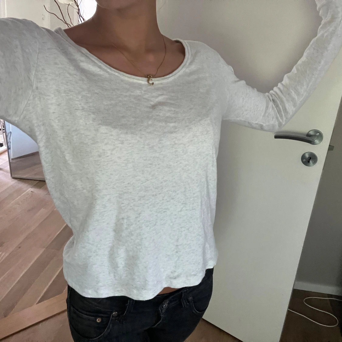 Vit långärmad tröja i bomull - 1