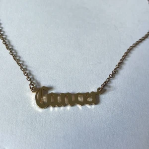 Halsband cancer/kräftan - Guldfärgat halsband med sjärntecknet cancer/kräftan ♋️. Själva hänget är i bra skick men kedjan är lite missfärgad💕