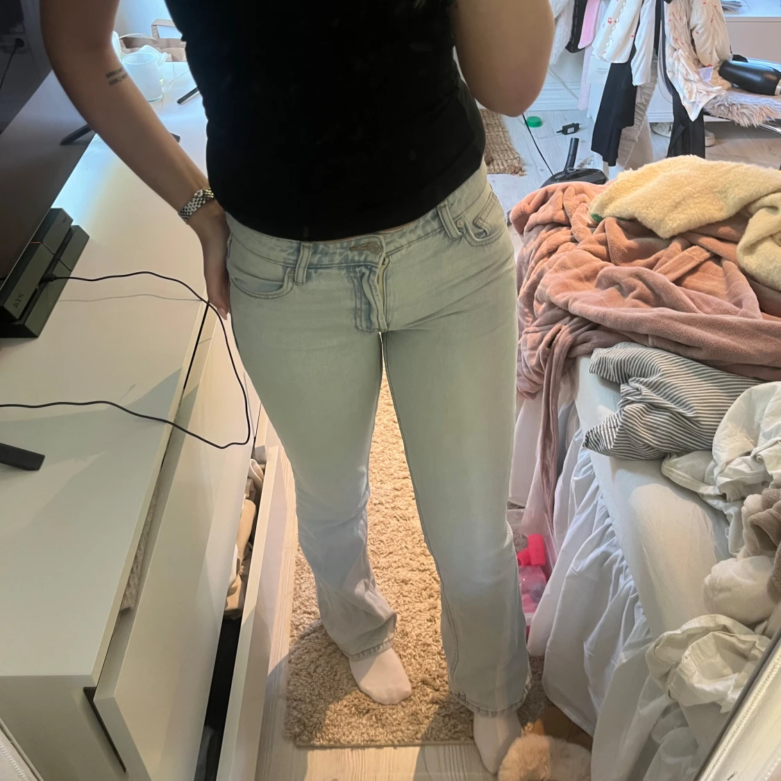 Ljusblå bootcut jeans - 1