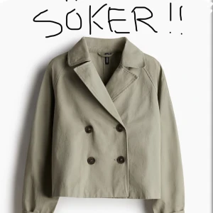 Söker grön trenchcoat från hm - Söker!! Grön trench från hm, artikelnummer 1259401003. I storlek S eller M.