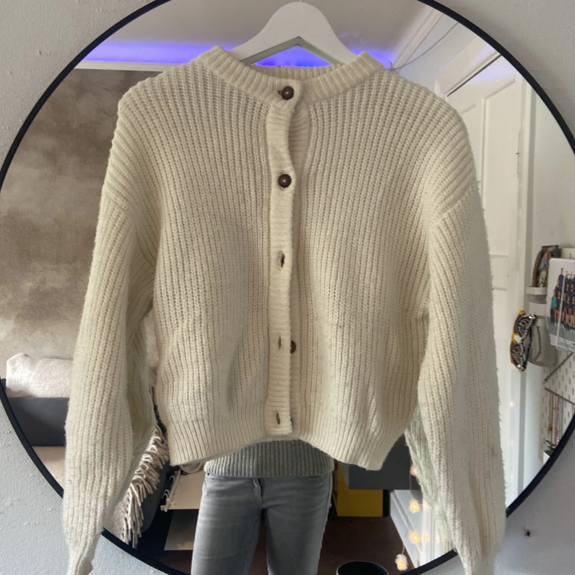 Vit stickad kofta från Zara
