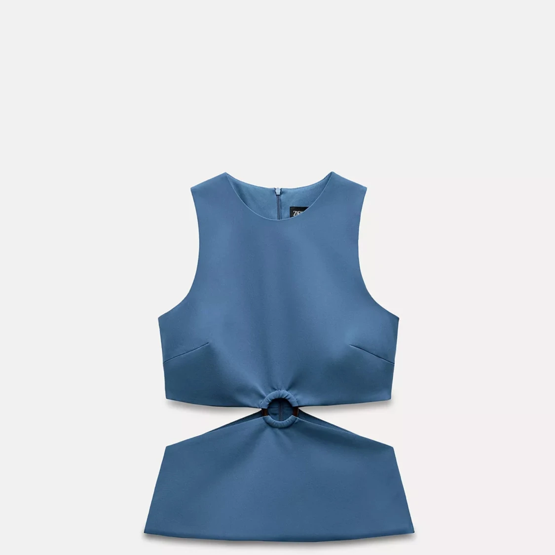 Blå croppad topp med ringdetalj från Zara