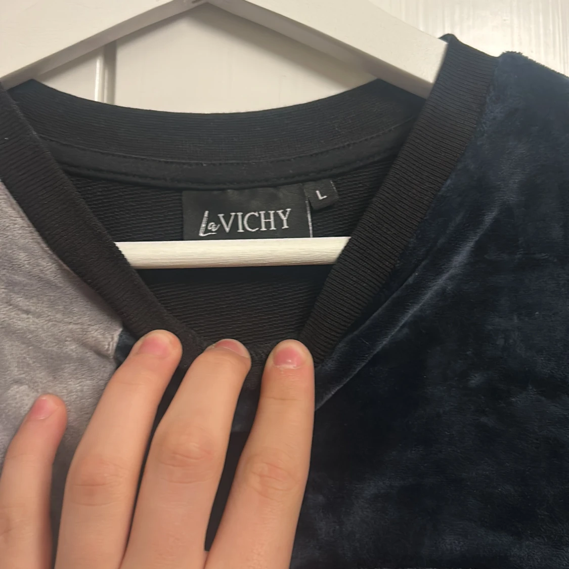 Patchwork tröja i sammet från Vichy - 1