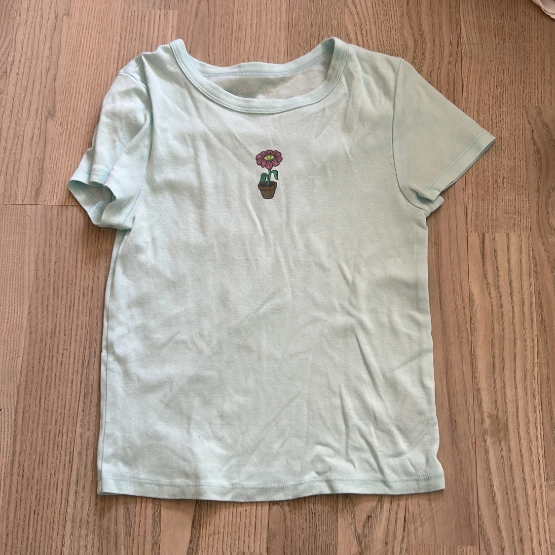 Ljusgrön t-shirt med blomtryck från American Eagle