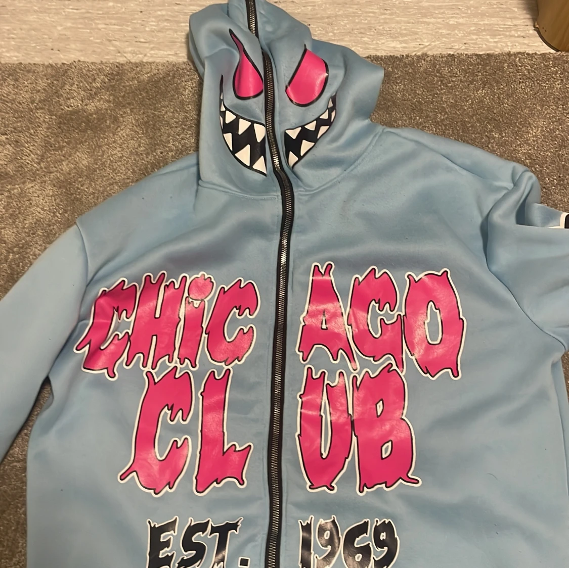 Ljusblå mjukisbyxor med monstertryck - 2