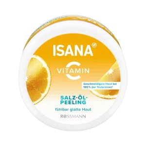 ISANA Vitamin C hudvård duo - Fräsch duo från ISANA med Vitamin C: en salt- och oljebaserad peeling med citrusdoft och en dagkräm för alla hudtyper. Båda i vita burkar med orange detaljer, perfekt för dig som vill boosta huden med glow och fukt.