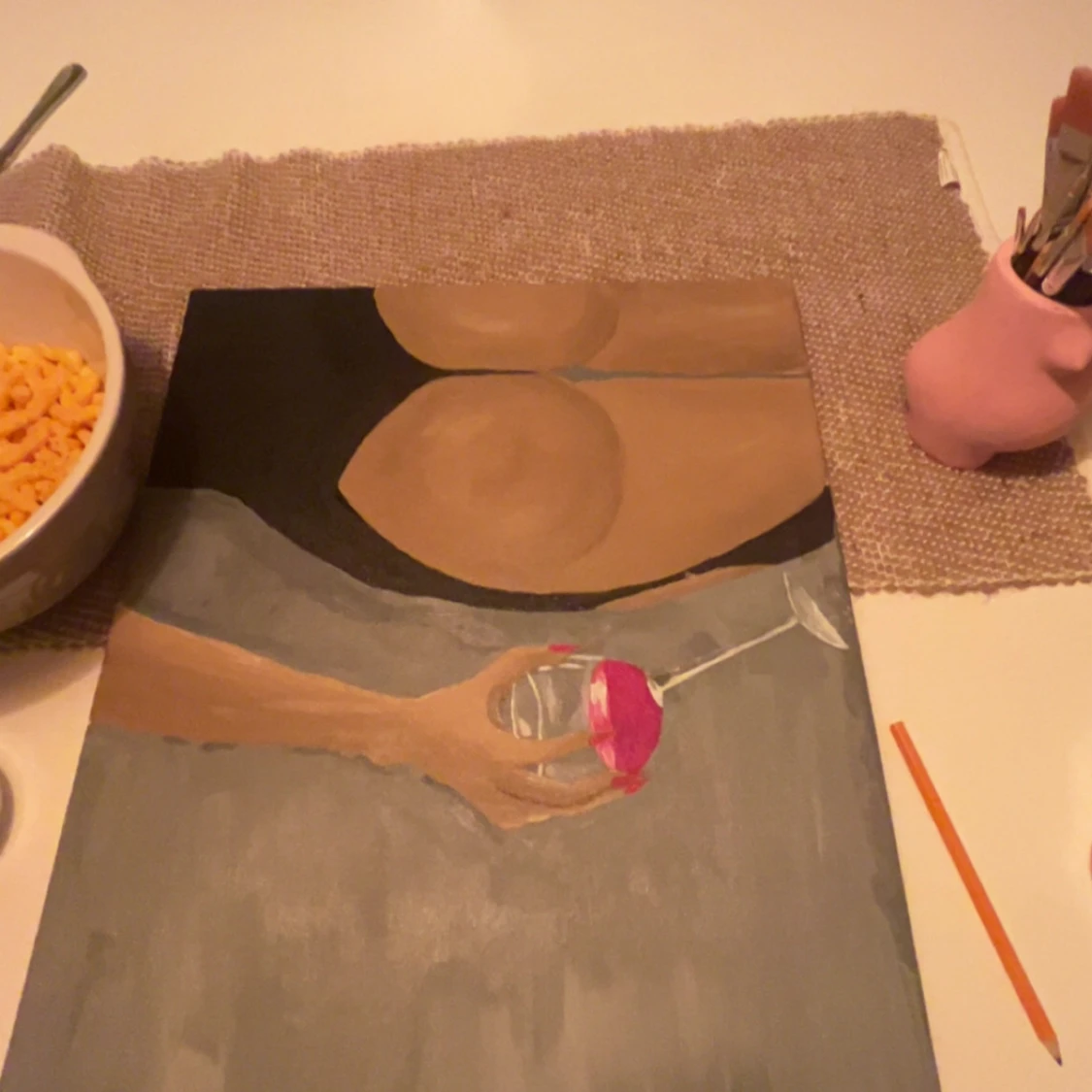 målning: Kvinna med vinglas - 2