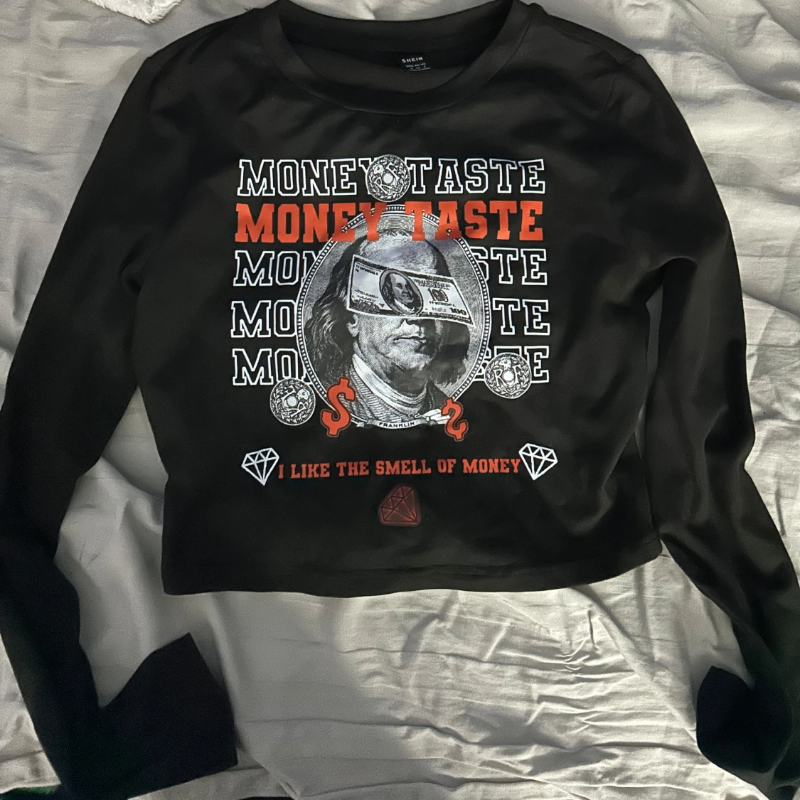 Svart croppad långärmad tröja Shein - 1