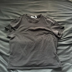 Mörkgrå basic t-shirt  - Enkel och stilren mörkgrå t-shirt med rund halsringning och korta ärmar. T-shirten är i mjuk bomull och har en clean look utan tryck eller mönster. Från Weekday i storlek M