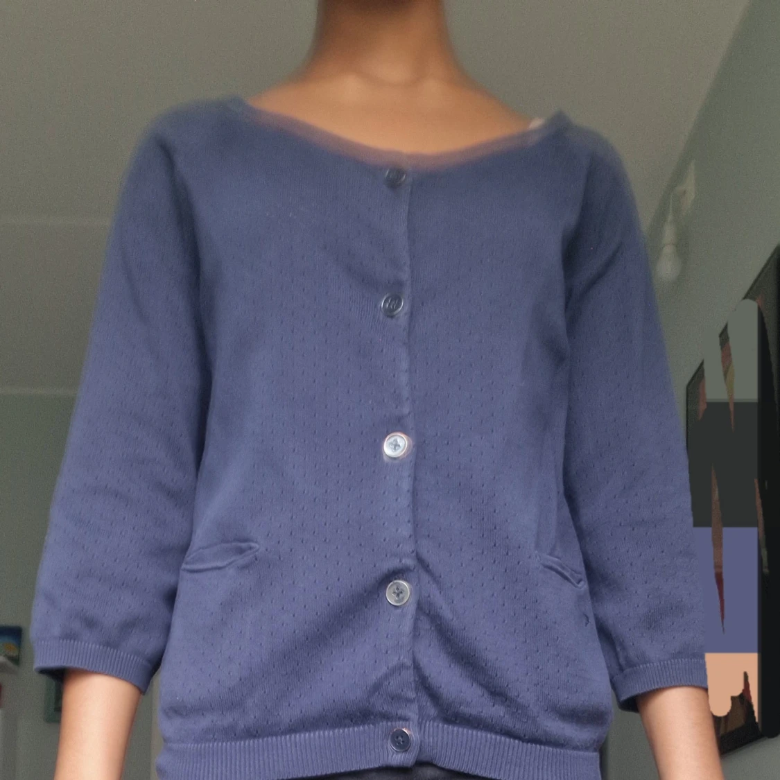 Mörkblå blus/tröja med knappar - 90