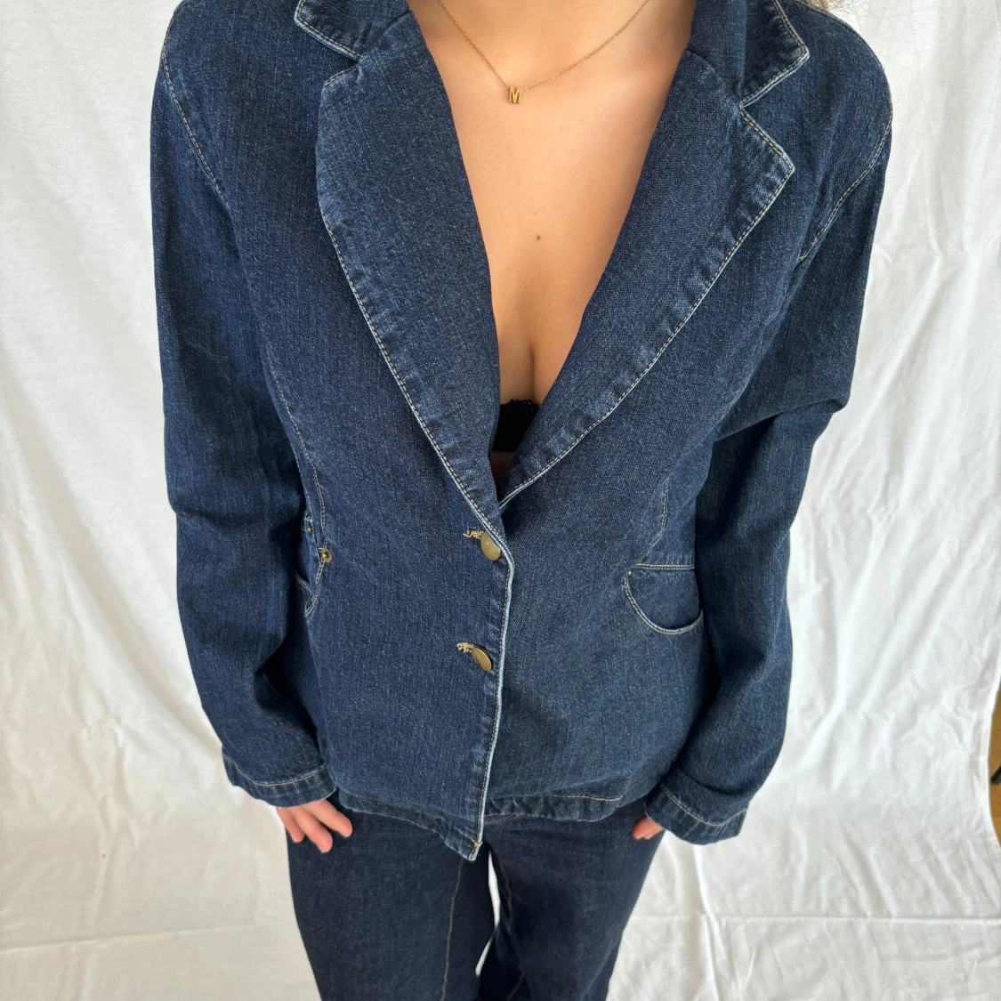 Mörkblå jeans kavaj - 2