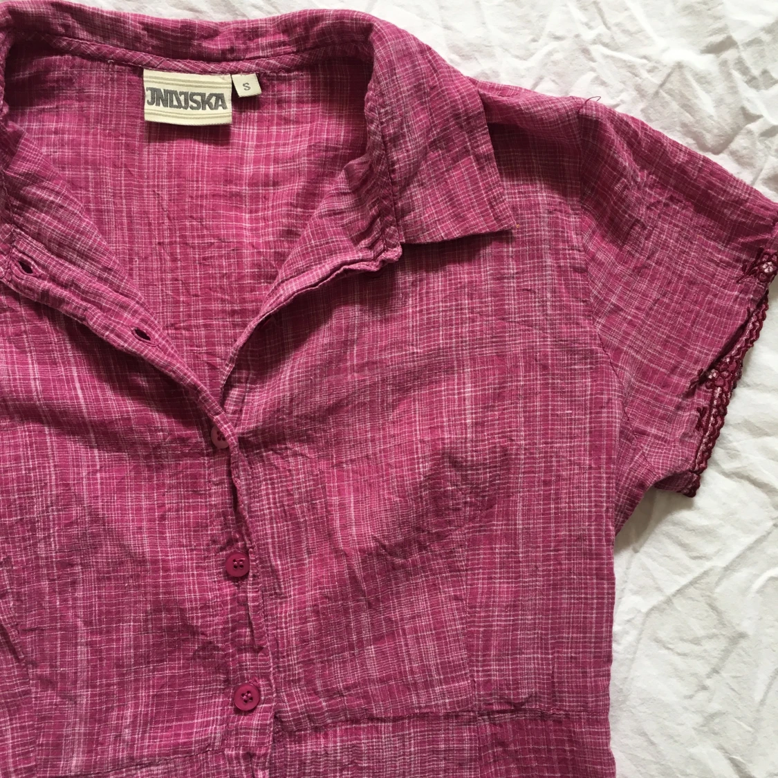 Mörkrosa rutig midiklänning/ lång-klänning, Indiska  - 4