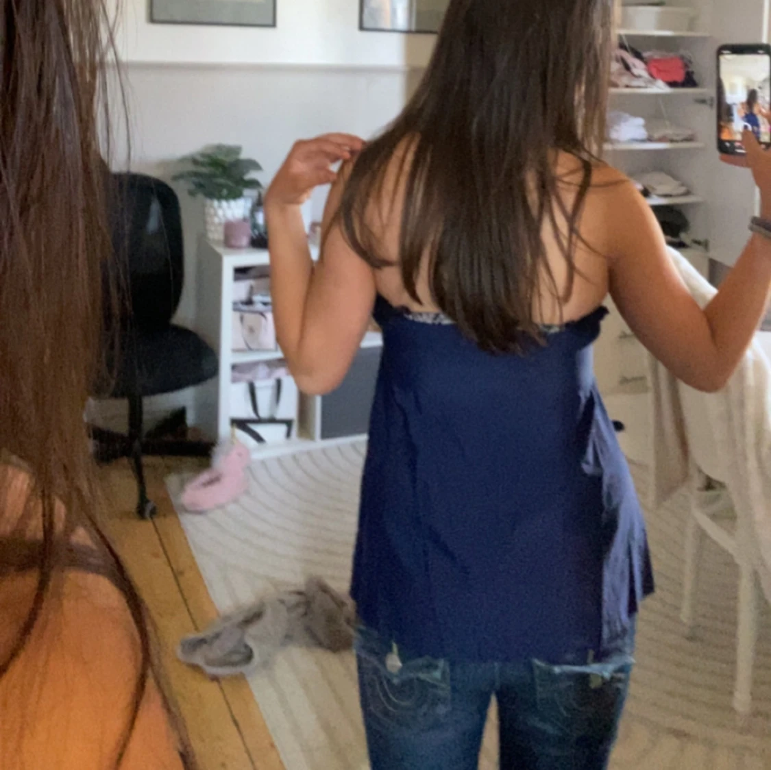 Mörkblå axelbandslös topp - 4