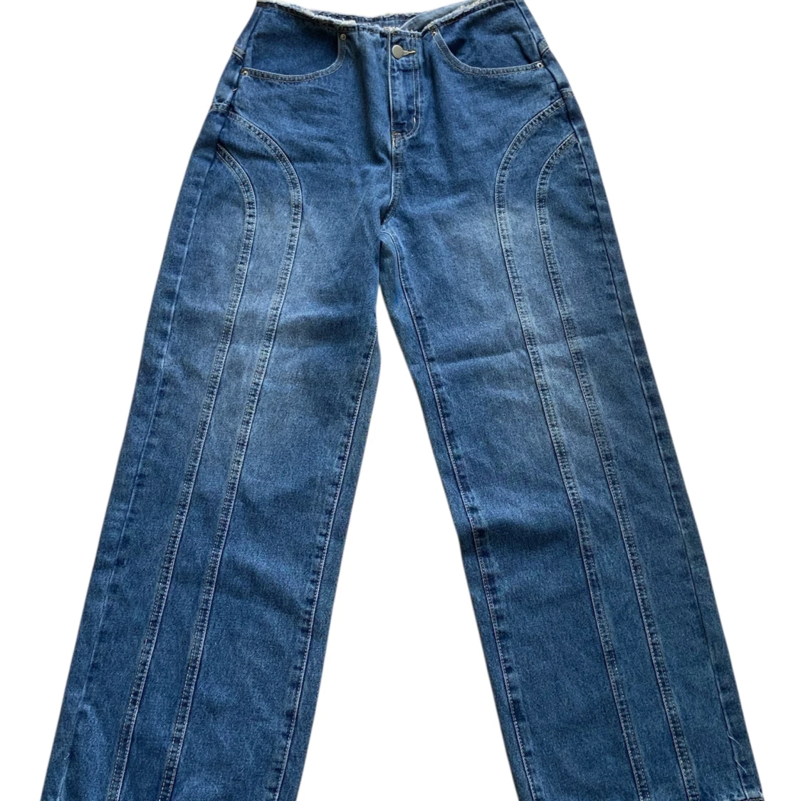 Blå wide jeans med sömmar