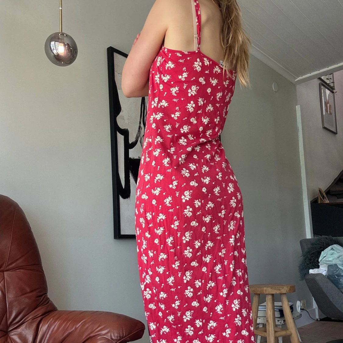 Rödblommig långklänning  - 2