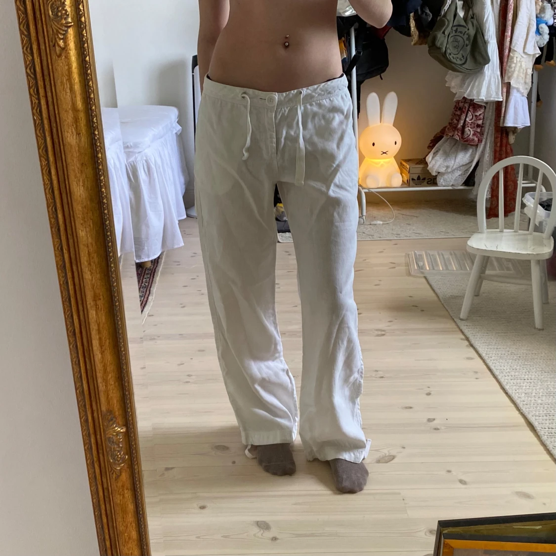 Vintage linnebyxor lågmidjade  - 1