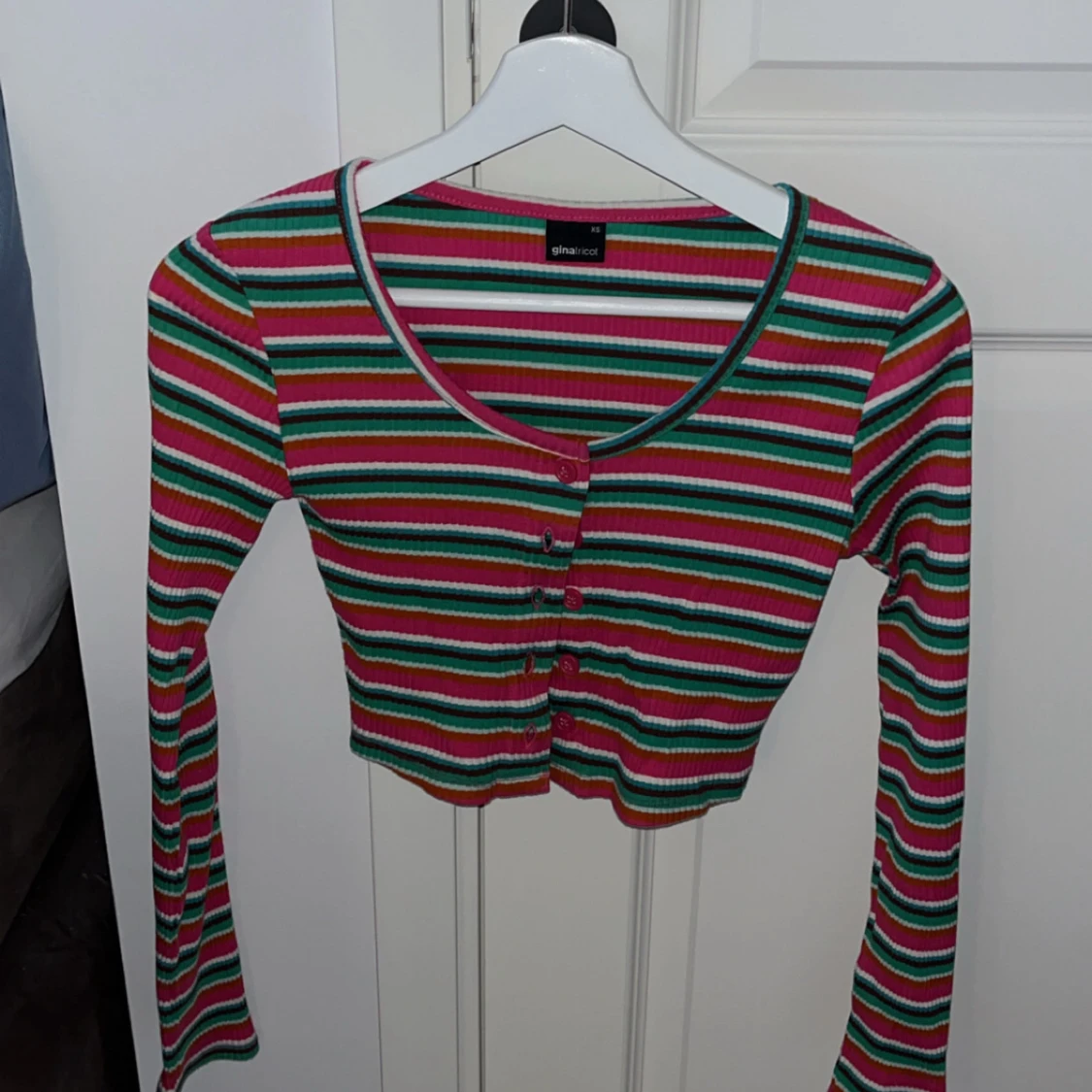 Randig croppad kofta - 3