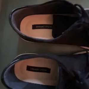 Sneaky steve skor  - Säljer ett par svarta sneakers från Sneaky Steve med vit platt sula och snörning. Skorna har en stilren design med rund tå och är perfekta för dig som gillar klassiska sneakers med modern touch. Dem ser nästan exakt ut som Lanvins. Nu pris 1599kr