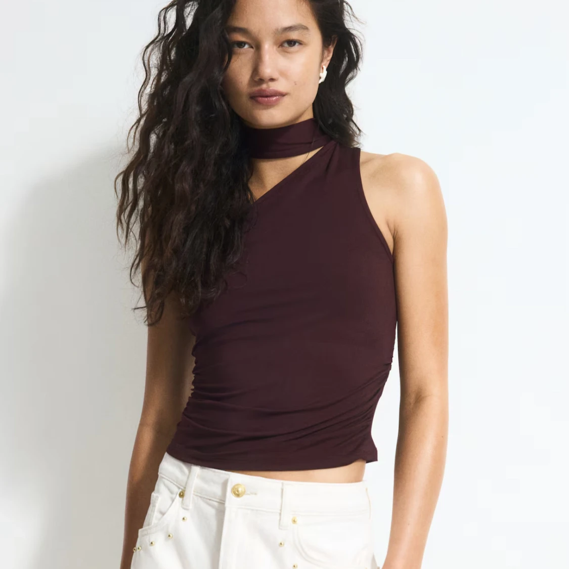 Vinröd off shoulder topp HM - 2