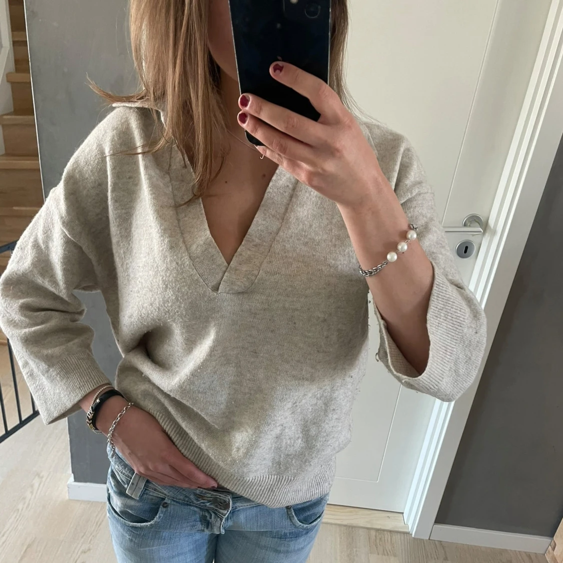 Trekvartsarmad stickad tröja  - 1