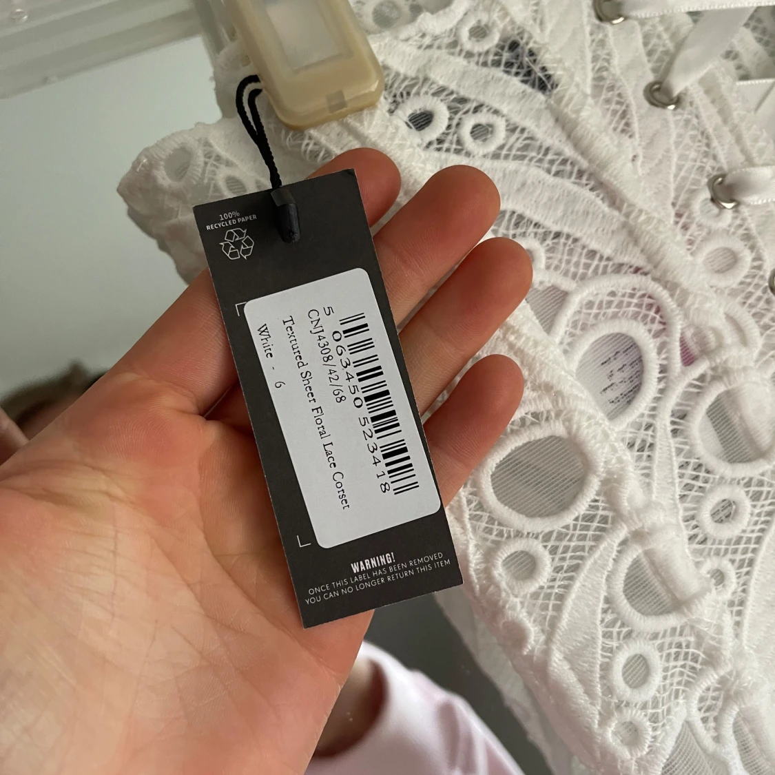 Vit broderad korsett med snörning - 2